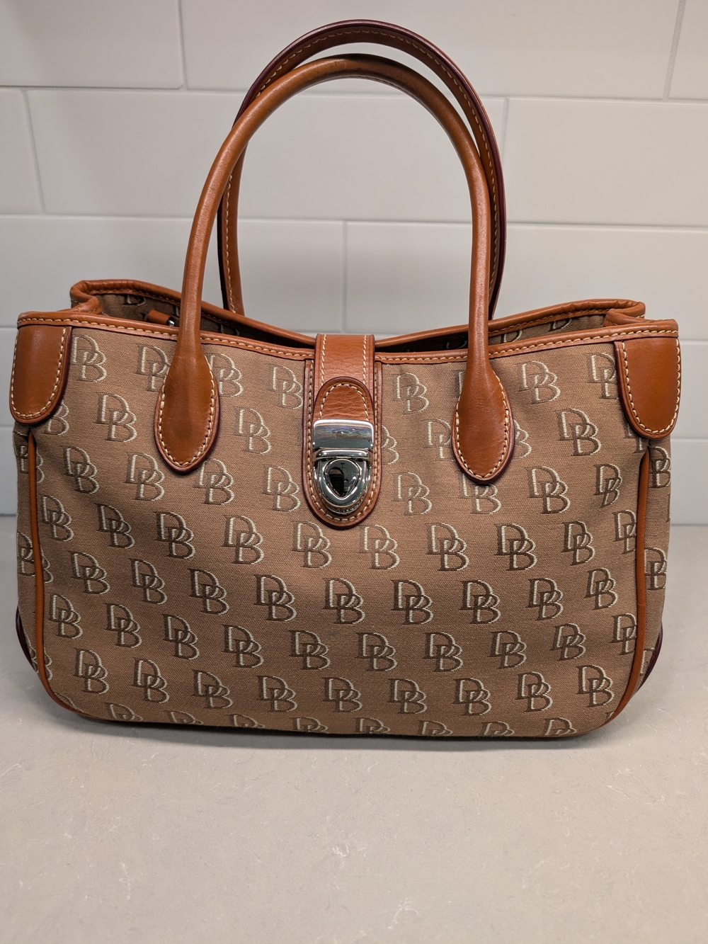 Doone & Burke Logo Jacquard Tote Bag In Brown And Tan